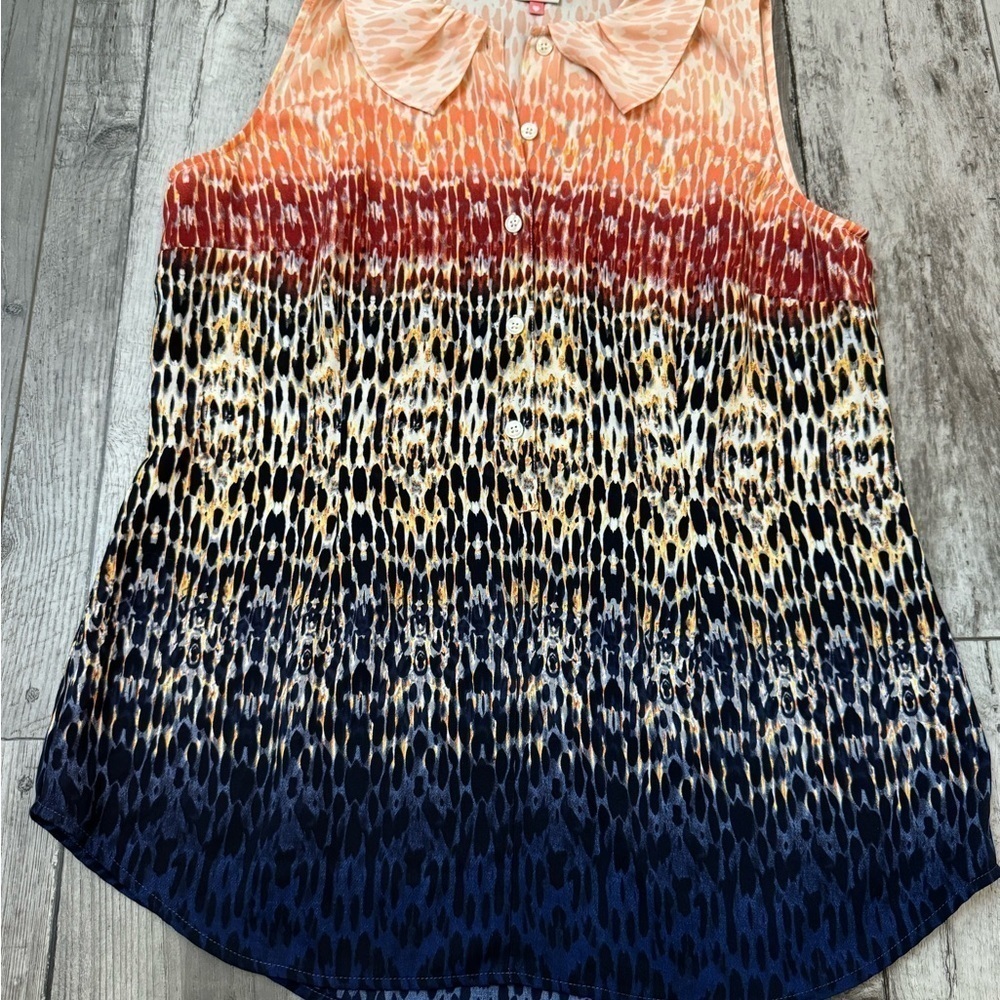 Cabi #3078 Women's Love Popover Blouse Ombre Sleeveless Peter Pan Collar Shirt M - Picture 4 of 7